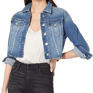 True religion rhinestone cropped Jean jacket